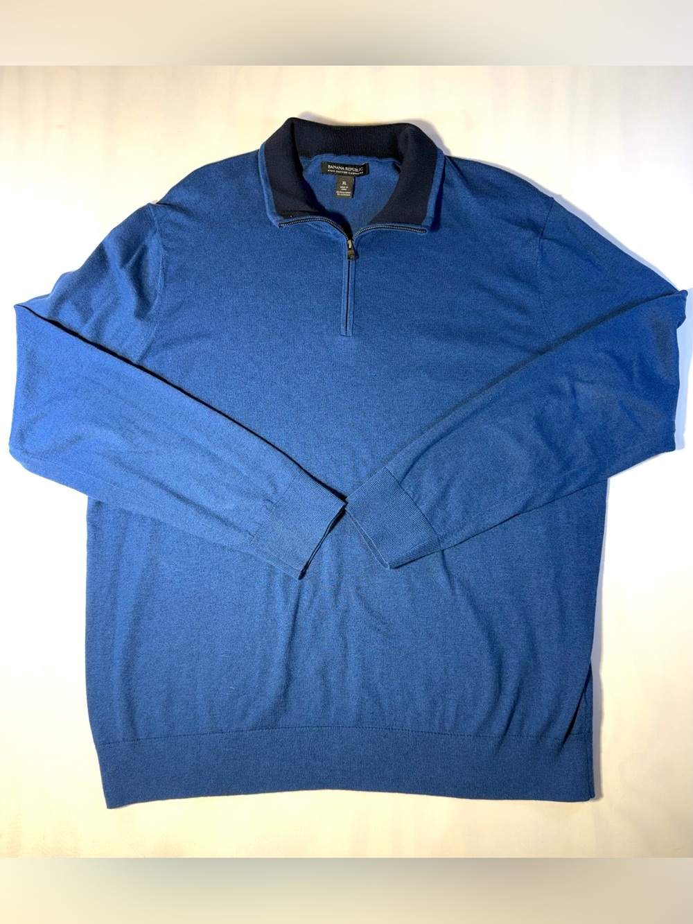Banana Republic Pima Cotton Cashmere 1/4 Zip Sweater Blue Men's‎ XL